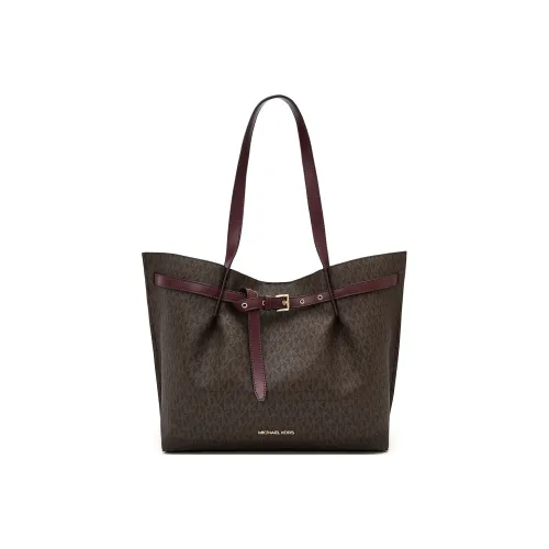 MICHAEL KORS Эмилия Кожа Тоут Сумка Сумка для покупок Сумка на плечо Сумка Обычная Женская Темно-коричневый Бургунди