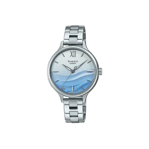 CASIO SHEEN Кварцевый механизм нержавеющая сталь ремешок женские часы синий циферблат