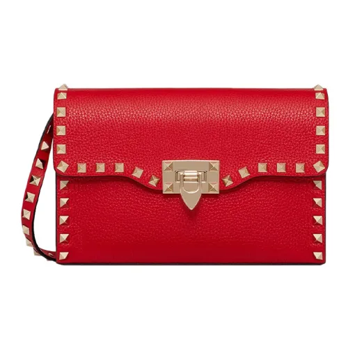 Valentino Rockstud Телячья кожа Курьерская сумка Сумки через плечо Маленькая Женская Красная