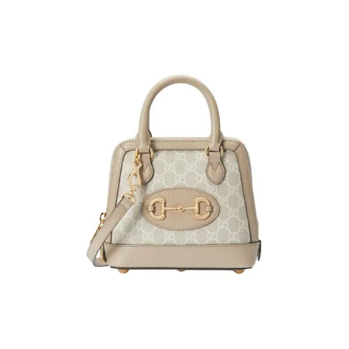 GUCCI Horsebit 1955 Холст с кожей Седло Сумка Сумка Сумка через плечо Сумка через плечо Мини Женская Эбеновый Бежевый