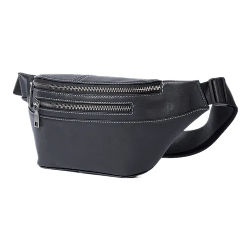 NOMK Растительное дубление верх крупнозернистая текстура коровья кожа сумка через плечо слинг-сумка поясная сумка маленький мужской черный