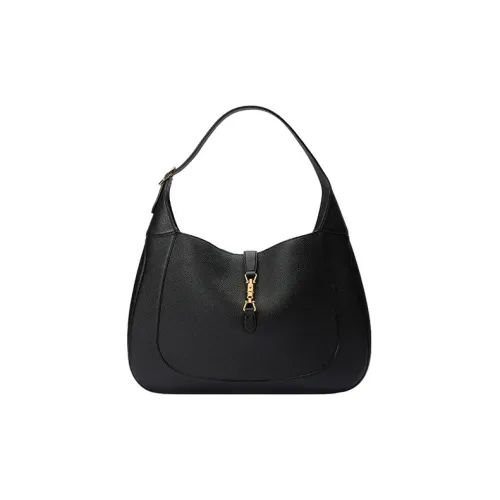 GUCCI Jackie 1961 Кожа Лунный Светлый Плечевая Сумка Сумка Плечо Большая Женская Черная