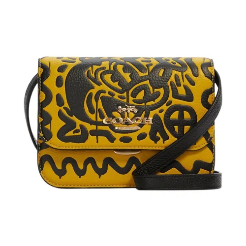 COACH Brynn Кожа Плечевая Сумка Маленькая Женская Желтая и Черная