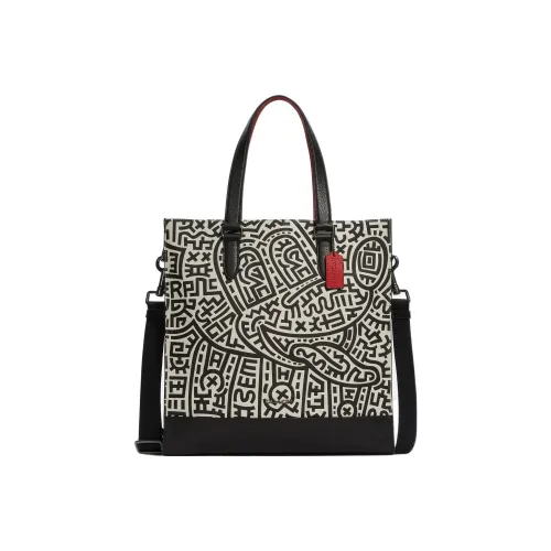 COACH Keith Haring Коллаборация Graham Кожа Тоут Сумка Сумка для покупок Сумка через плечо Большая Женская Черная и Белая