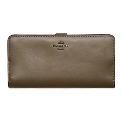 COACH Skinny Wallet Кожа Кошелек Маленький Женский Оливково-зеленый
