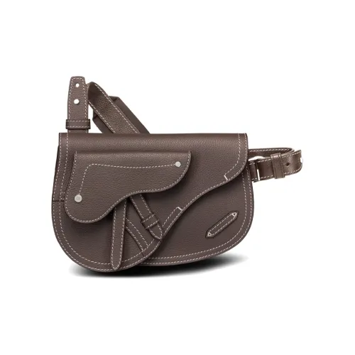 DIOR Рельефная Телячья Кожа Одно Плечо Через Плечо Бананка Мужской Эбеново-Черный