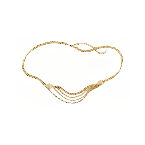 CHANEL Металл, Стразы, Цепи для талии, Золотой, Женские