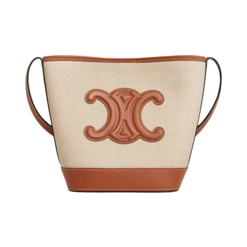 CELINE Cuir Triomphe Canvas Leather Сумка Canvas Сумка-ведро Сумка через плечо Сумка на плечо Женская Бежевая Рыжая Коричневая