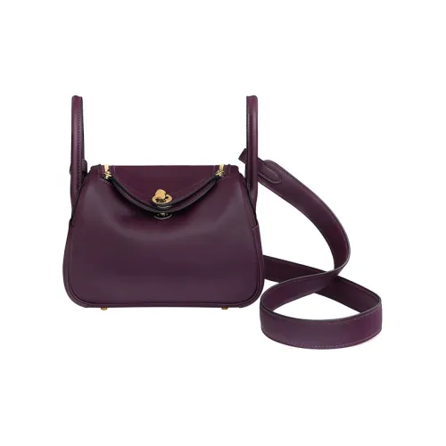 HERMES Lindy Swift Кожа Сумка через плечо Сумка на плечо Сумка Mini Женская Черная Смородина Королевский Синий