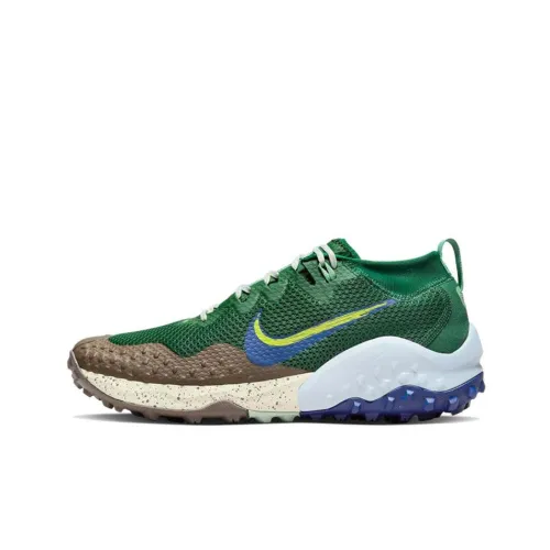 Nike Wildhorse 7 Амортизирующие Шлепанцы Устойчивые к скольжению и износу Низкие Кроссовки для бега по пересеченной местности Мужские Зеленый Коричневый