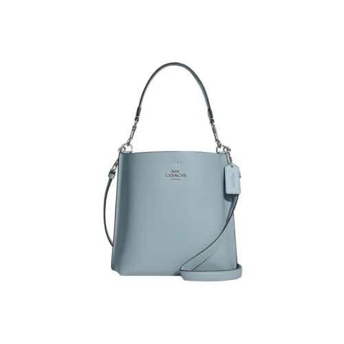 COACH Mollie Кожа Ведро Сумка Одно Плечо Ручная Сумка Сумка через плечо Маленькая Женская Светло-Синяя