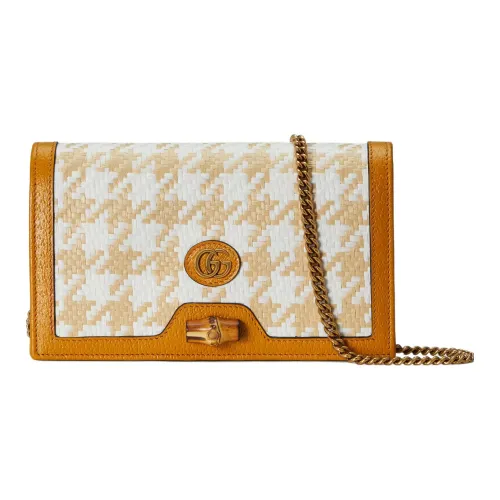 GUCCI Diana Кожаная отделка Сумка через плечо Женская Бежевая Оранжевая