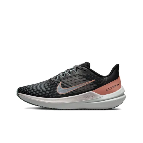 Nike Zoom Winflo 9 Амортизаторы Slip-resistant Abrasion-resistant Низкий топ Марафон Беговые кроссовки Женские Черный Розовый