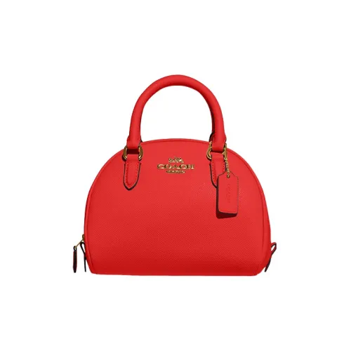 COACH Sydney Крестообразная текстура кожа купольная сумка сумка сумка через плечо маленькая женская сумка через плечо Майами красный