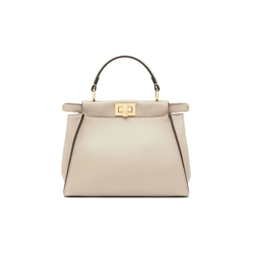 FENDI Peekaboo Телячья кожа Сумка через плечо Маленькая Женская Светлый Умбра