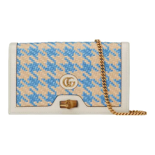 GUCCI Diana Raffia кожа сумка через плечо женская бежевый светло-синий