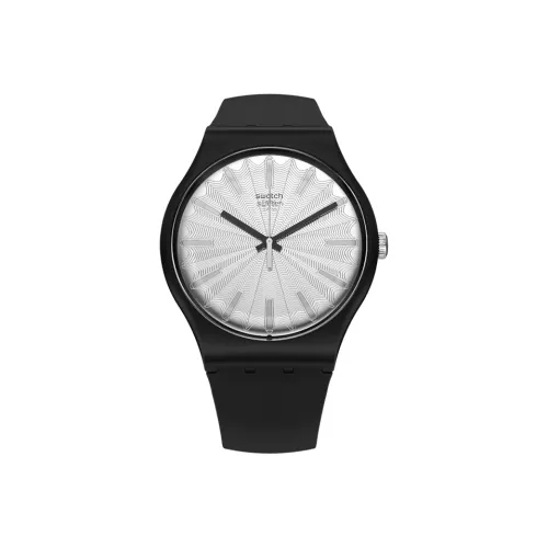SWATCH Originals Collection Кварцевый механизм Мужские часы Часы 41 мм Белый циферблат Пластиковый корпус Часы Силиконовый ремешок