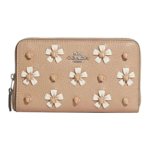 COACH Id Zip Wallet Кожаный Клатч Кошелек Средний Женский Абрикос Умбра