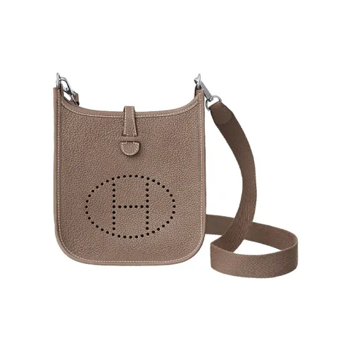 HERMES Evelyne Корова Кожа с Холстом Плечевой Ремень Сумка через плечо Сумка на плечо Мини Унисекс