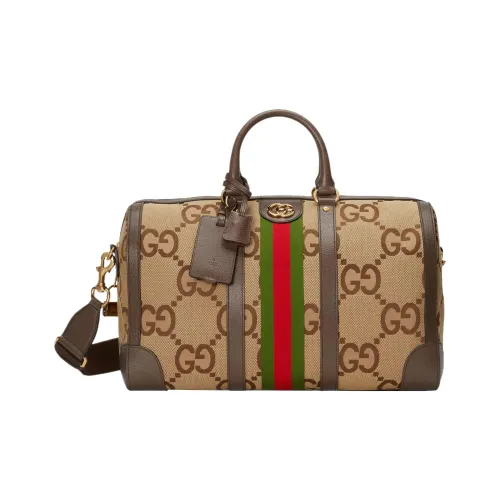 GUCCI Jumbo GG Холст Дорожная Сумка Сумка Унисекс Коричневый