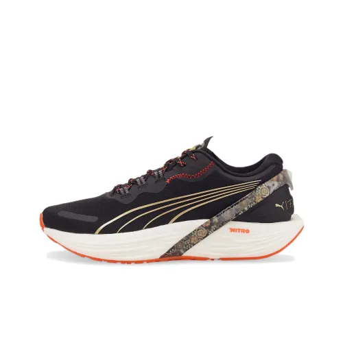 PUMA Run XX Nitro Амортизаторы Shock Slip-resistant Abrasion-resistant Низкий топ Беговые кроссовки Женские Черный Золотой Оранжевый