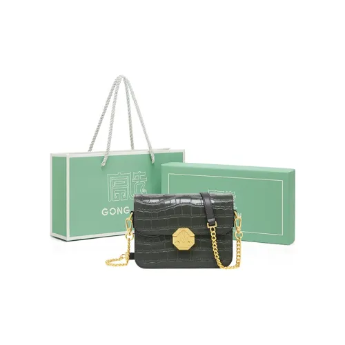 Gong Xuan Крокодил Эффект Топ Layer Воловья кожа Кожа Сумка через плечо Обычный Женские Элегантный циановый