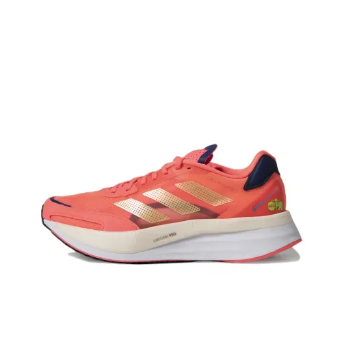 Adidas Adizero Boston 10 Slip-Resistant Abrasion-Resistant Breathable Low-Top Running Shoes Women's Orange Red Adidas Adizero Boston 10 Противоскользящие Устойчивые к истиранию Дышащие Низкие Кроссовки для Бега Женские Оранжевый Красный