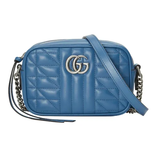 GUCCI GG Marmont Кожа Camera Сумка Сумка через плечо Сумка на плечо Мини Женская Синяя