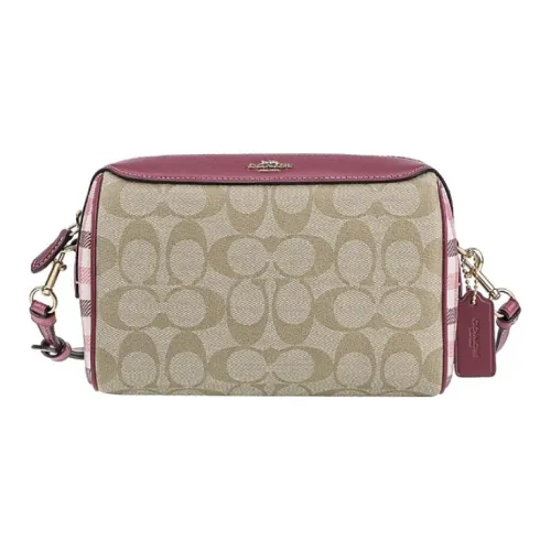 COACH Bennett Monogram Холст Сумка через плечо Средняя Женская Monogram Khaki Темно-розовый