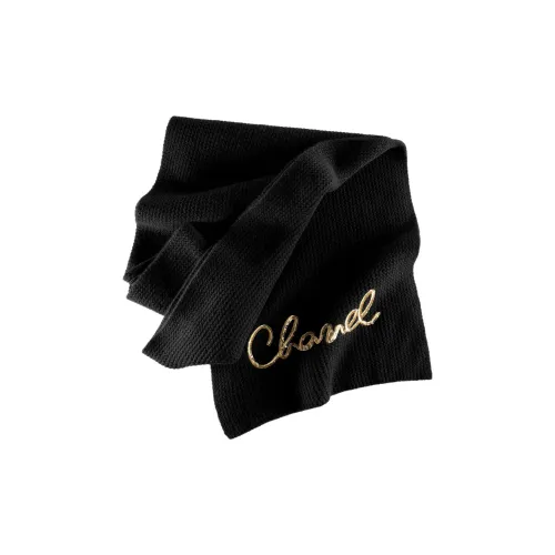 CHANEL Кашемир Вязаные шарфы Черный Унисекс