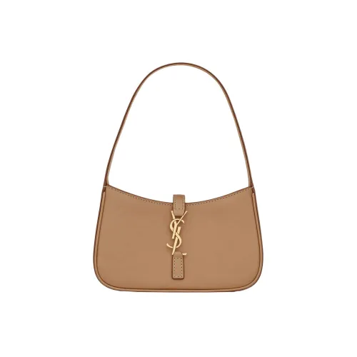 SAINT LAURENT LE5A7 Гладкая кожа Хобо Сумка Плечевая сумка Сумка для женщин Коричневый Золотой