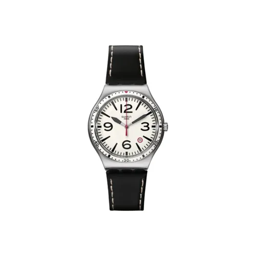 SWATCH Irony Collection Кварцевый механизм Мужские часы Циферблат 42,7 мм Белый корпус из нержавеющей стали