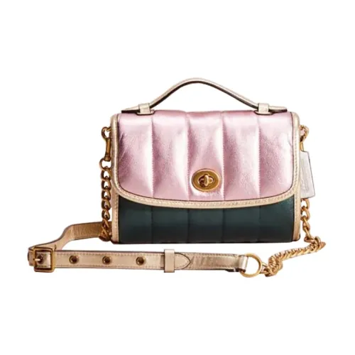 COACH Kip Turnlock Sheepskin Сумка через плечо Средняя Женская Розовая Яшма Многоцветная Зеленая
