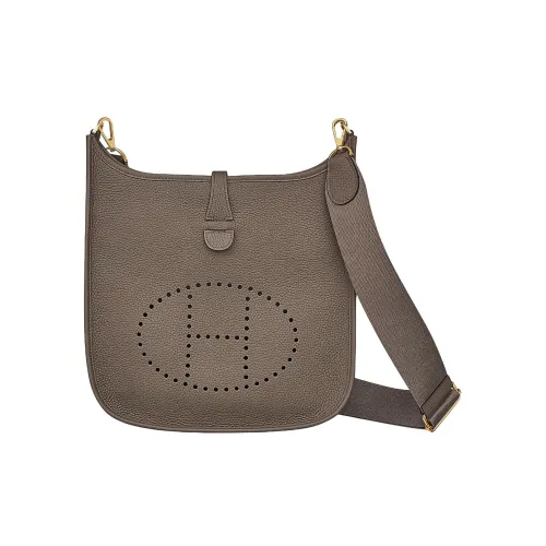 HERMES Evelyne Clemence Bullock Кожа Сумка через плечо Женская 8F Gris Étain Олово-серый