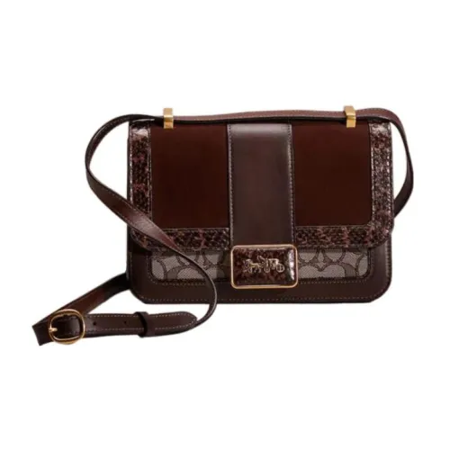 COACH Alie Ткань с кожаными вставками курьерская сумка маленькая квадратная сумка сумка через плечо средний размер женская бордовый