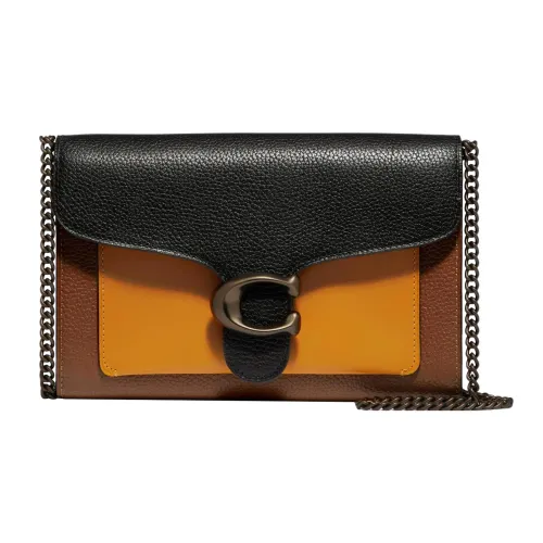 COACH Tabby Кожа Плечевая Сумка Маленькая Женская Черная и Оранжевая