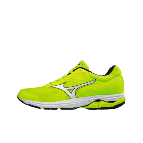 Mizuno Wave Rider 22 Противоскользящие Устойчивые к истиранию Низкий Топ Беговые кроссовки Мужские Неоново-желтый Белый