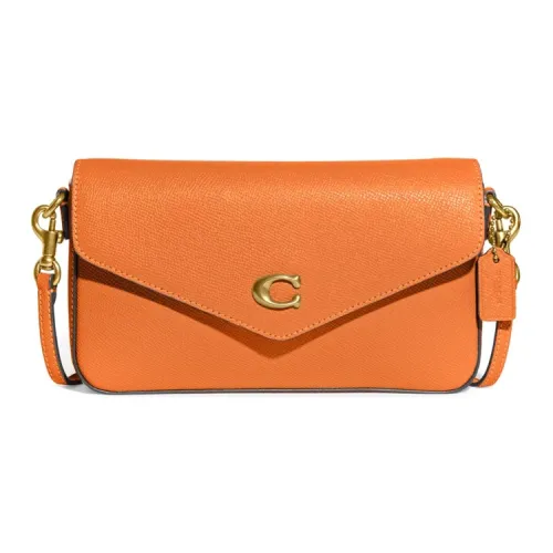 COACH Сумка через плечо из галечной кожи среднего размера женская оранжевая