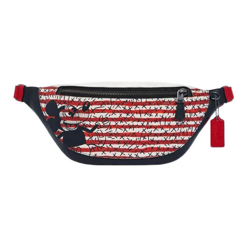 COACH Disney X Keith Haring Коллаборация Кожа Слинг Сумка Одно плечо Через плечо Бананка Большая Мужская Красная