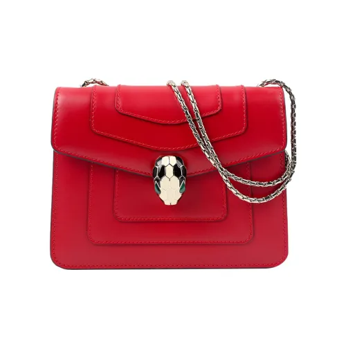 BVLGARI Serpenti Forever Телячья кожа Сумка через плечо Маленькая Женская Красная