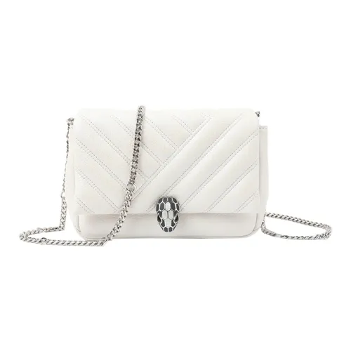 BVLGARI Serpenti Cabochon Козья кожа Сумка через плечо Мини Женская Белая