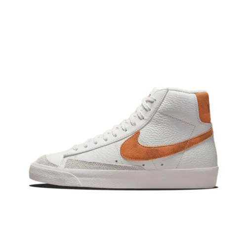 Nike Blazer Mid '77 Противоскользящие Устойчивые к износу Легкий MID Скейтборд Кроссовки Мужские Белый Оранжевый