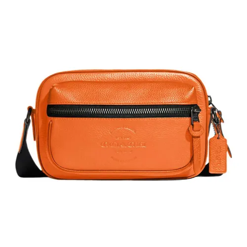 COACH Thompson Утонченный Каменная Кожа Camera Сумка Сумка через плечо Средняя Мужская Ярко-оранжевый