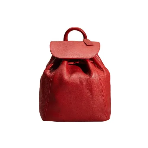 COACH Кожа Рюкзак Большой Женский Красный