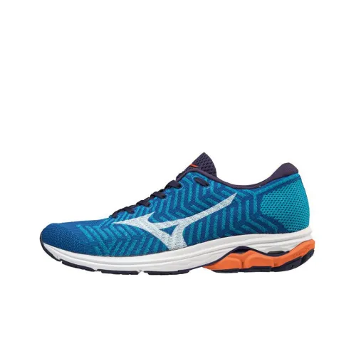 Mizuno Waveknit R2 противоскользящие устойчивые к истиранию низкий топ беговые кроссовки унисекс синий белый