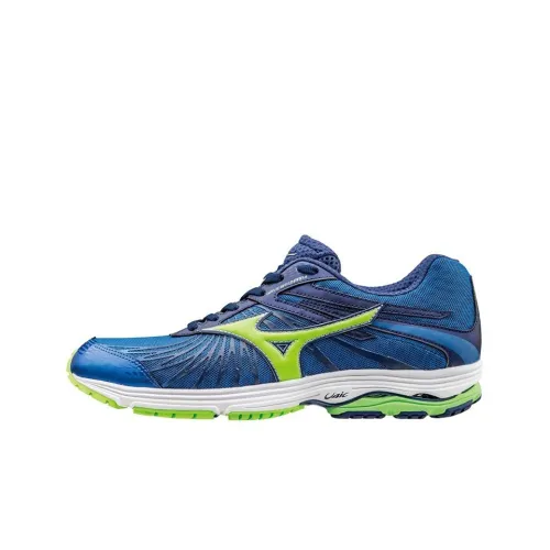 Mizuno Shock Absorbers Slip-Resistant Abrasion-Resistant Breathable Low-Top Running Shoes Men's Blue Green Мицубо Шок Абсорберы Противоскользящие Устойчивые к Износу Дышащие Низкие Кеды для Бега Мужские Синий Зеленый