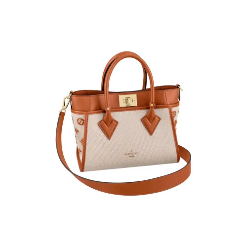 LOUIS VUITTON On My Side Холст с кожей Сумка из холста Портативная Сумка через плечо Маленькая Женская Карамельная Сумка через плечо
