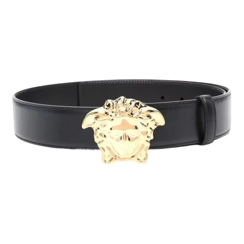VERSACE Кожа Металл Медуза Голова Плавная Застежка Черный Ремень