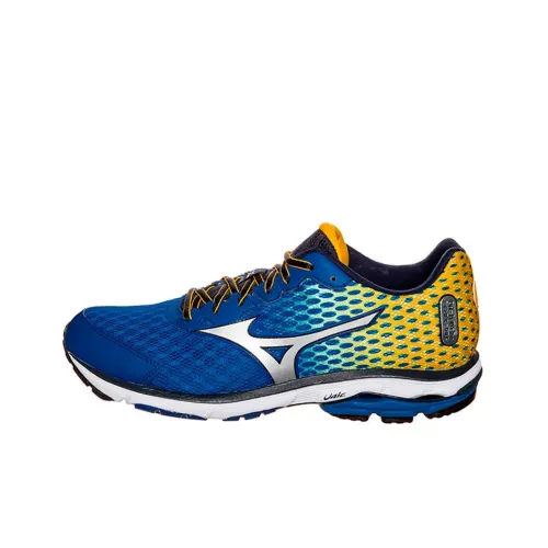Mizuno Wave Rider 18 Амортизаторы Шок-абсорбирующие Противоскользящие Устойчивые к истиранию Низкий Топ Беговые кроссовки Мужские Синий Желтый