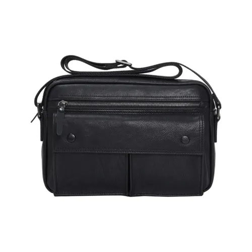 NOMK Корова Кожа Сумка Сумка через плечо Сумка через плечо Стандартная Мужская Черная